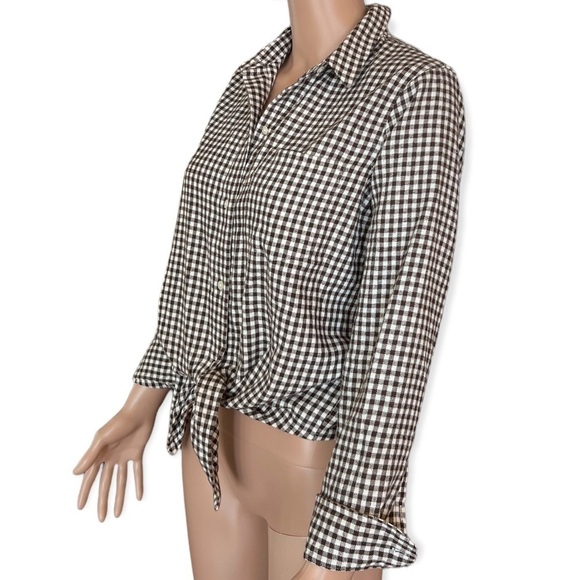 MADEWELL Flannel Tie Front Gingham Button Down Shirt Size S NEW - Picture 5 of 8